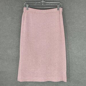 Donna Vinci Knits Skirt Women Sz 10 Pink Metallic Gold Shimmer Elastic Waist Car